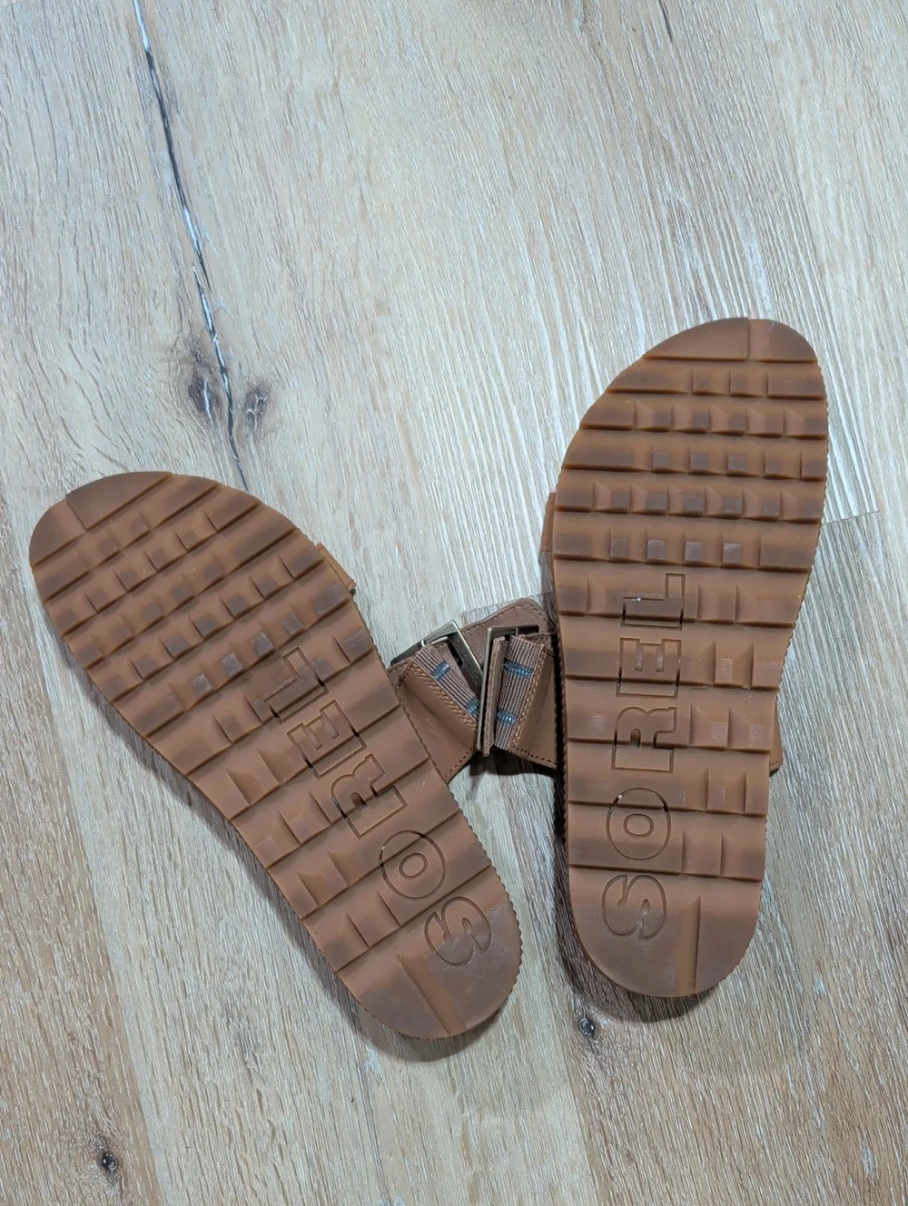 Sorel Cognac Leather Double-Strap Slide Sandals - Picture 2 of 4
